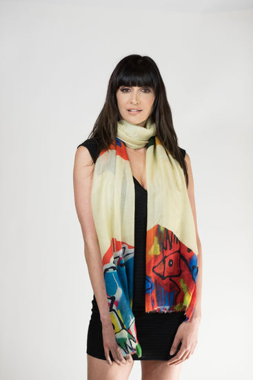 THE ROOSTER SCARF with WHITE CHEVRON PATTERN