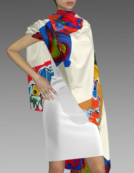 THE ROOSTER SCARF with WHITE CHEVRON PATTERN