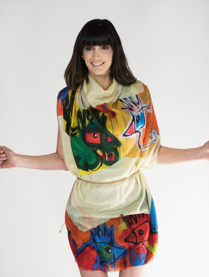 THE ROOSTER SCARF with WHITE CHEVRON PATTERN